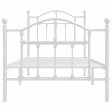 Elegant White Metal Bed Frame with Headboard 80x200 cm