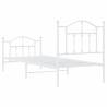 Elegant White Metal Bed Frame with Headboard 80x200 cm