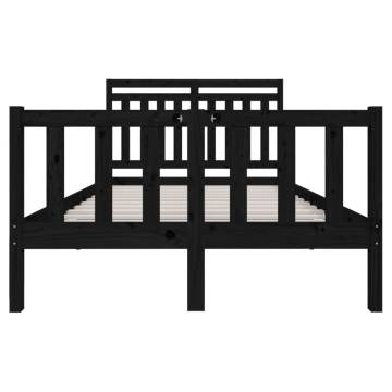 Black Solid Wood Bed Frame 120x200 cm - Elegant & Durable