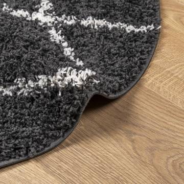 Shaggy Rug High Pile Black & Cream Ø 160 cm - Cozy & Durable