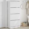 Shoe Cabinet with 4 Flip-Drawers - White, 80x34x187.5 cm