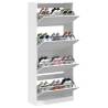 Shoe Cabinet with 4 Flip-Drawers - White, 80x34x187.5 cm