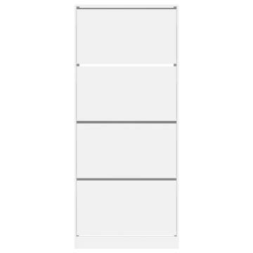 Shoe Cabinet with 4 Flip-Drawers - White, 80x34x187.5 cm