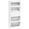 Shoe Cabinet with 4 Flip-Drawers - White, 80x34x187.5 cm