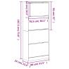 Shoe Cabinet with 4 Flip-Drawers - White, 80x34x187.5 cm