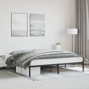 Elegant Black Metal Bed Frame - 193x203 cm | HipoMarket