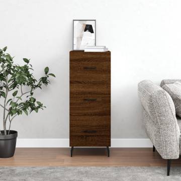 Modern Brown Oak Sideboard – Durable Engineered Wood, 34.5x34x90 cm