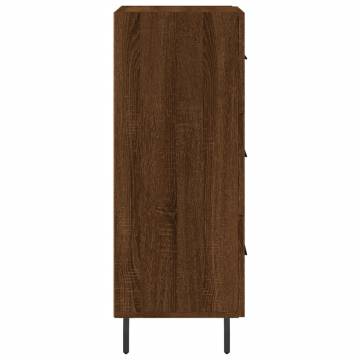 Modern Brown Oak Sideboard – Durable Engineered Wood, 34.5x34x90 cm