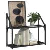 2-Tier Black Wall Shelf - Engineered Wood, 60x21x51 cm