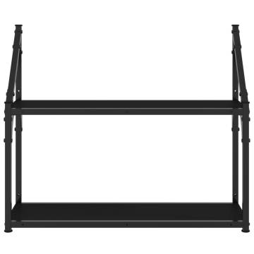 2-Tier Black Wall Shelf - Engineered Wood, 60x21x51 cm