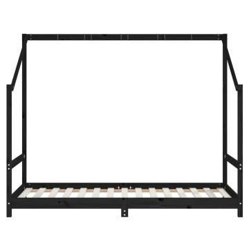 Kids Bed Frame Black 90x190 cm - Solid Pine Wood | Hipo Market