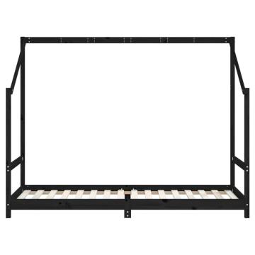 Kids Bed Frame Black 80x200 cm | Solid Pine Wood