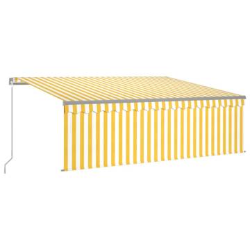 Manual Retractable Awning with LED - Yellow & White 4.5x3m