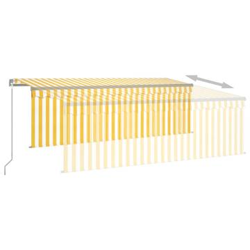 Manual Retractable Awning with LED - Yellow & White 4.5x3m