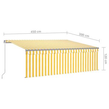 Manual Retractable Awning with LED - Yellow & White 4.5x3m