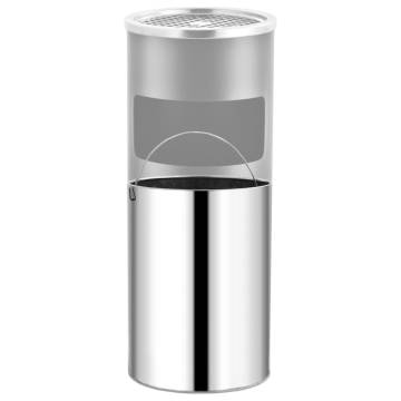 Elegant 30 L Steel Grey Ashtray Dustbin for Hotels & Outdoors