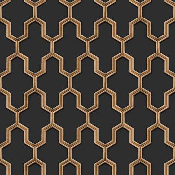 DUTCH WALLCOVERINGS Geometric Black and Gold Wallpaper