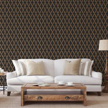 DUTCH WALLCOVERINGS Geometric Black and Gold Wallpaper