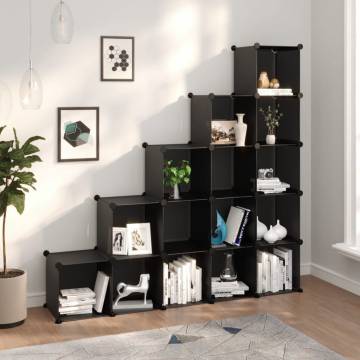 Storage Cube Organiser with 15 Cubes - Black PP