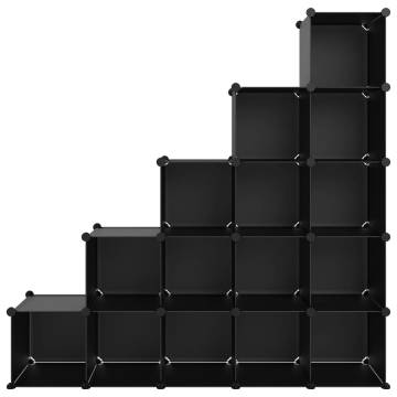 Storage Cube Organiser with 15 Cubes - Black PP