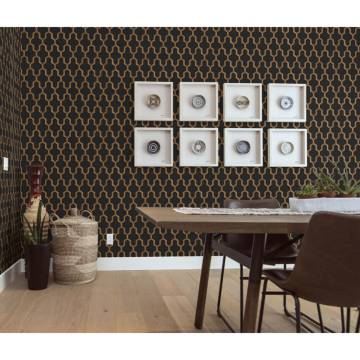 DUTCH WALLCOVERINGS Geometric Black and Gold Wallpaper