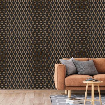 DUTCH WALLCOVERINGS Geometric Black and Gold Wallpaper