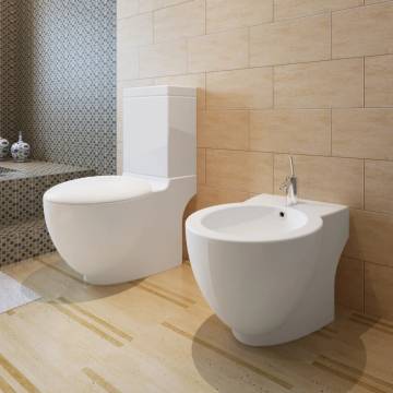 Elegant Stand Toilet & Bidet Set in White Ceramic - Hipomarket