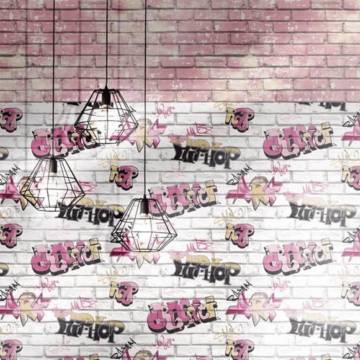 Noordwand Wallpaper Urban Friends & Coffee Bricks Pink & White