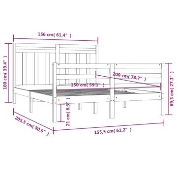 Solid Wood King Size Bed Frame 150x200 cm | HipoMarket