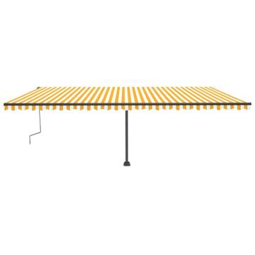 Manual Retractable Awning with LED - Yellow & White 600x300 cm