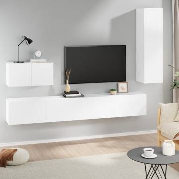 4 Piece White TV Cabinet Set | Stylish & Practical Storage