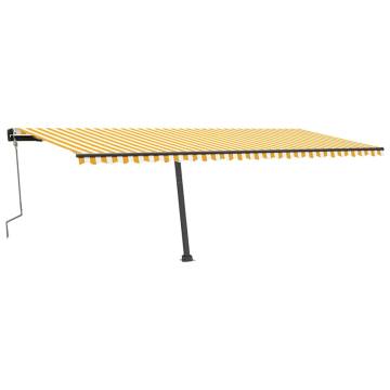 Manual Retractable Awning with LED - Yellow & White 600x350 cm