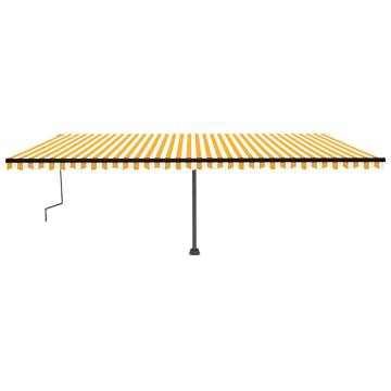 Manual Retractable Awning with LED - Yellow & White 600x350 cm