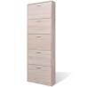 Stylish Oak Look Wooden Shoe Cabinet - 5 Compartments