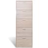 Stylish Oak Look Wooden Shoe Cabinet - 5 Compartments