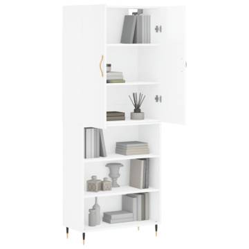 Stylish Highboard High Gloss White - 69.5x34x180 cm