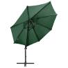 Cantilever Umbrella with LED Lights - Green 300 cm