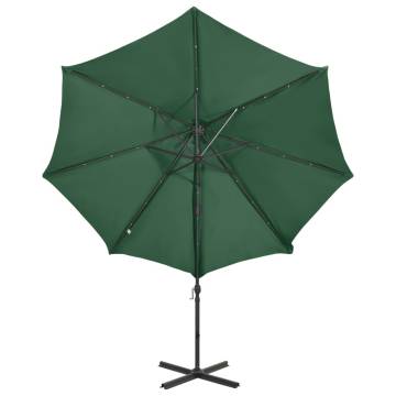 Cantilever Umbrella with LED Lights - Green 300 cm