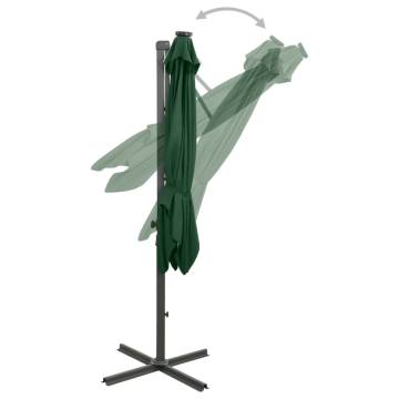 Cantilever Umbrella with LED Lights - Green 300 cm