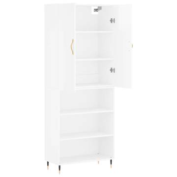 Stylish Highboard High Gloss White - 69.5x34x180 cm