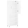 Stylish Highboard High Gloss White - 69.5x34x180 cm