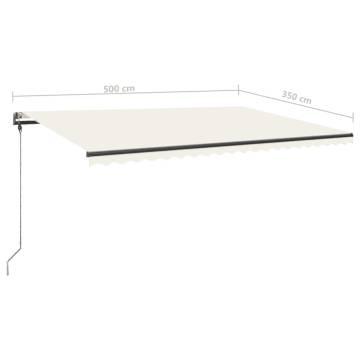 Freestanding Manual Retractable Awning 500x350 cm Cream