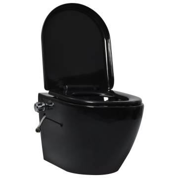 Wall Hung Rimless Toilet with Bidet Function - Black Ceramic