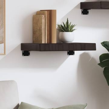 Wall Shelf Dark Brown - Solid Oak 40x20x6 cm | HipoMarket