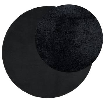 OVIEDO Black Short Pile Rug Ø 80 cm | Soft & Durable | HipoMarket