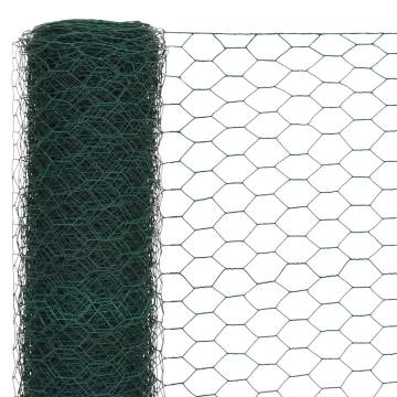 Green PVC Coated Chicken Wire Fence - 25x1.5m | HipoMarket