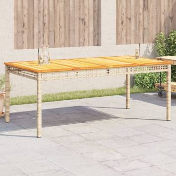 Beige Garden Table 180x90 cm | Durable Poly Rattan & Acacia Wood