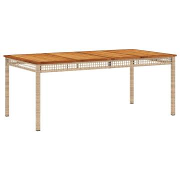 Beige Garden Table 180x90 cm | Durable Poly Rattan & Acacia Wood