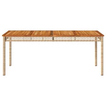 Beige Garden Table 180x90 cm | Durable Poly Rattan & Acacia Wood