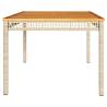 Beige Garden Table 180x90 cm | Durable Poly Rattan & Acacia Wood